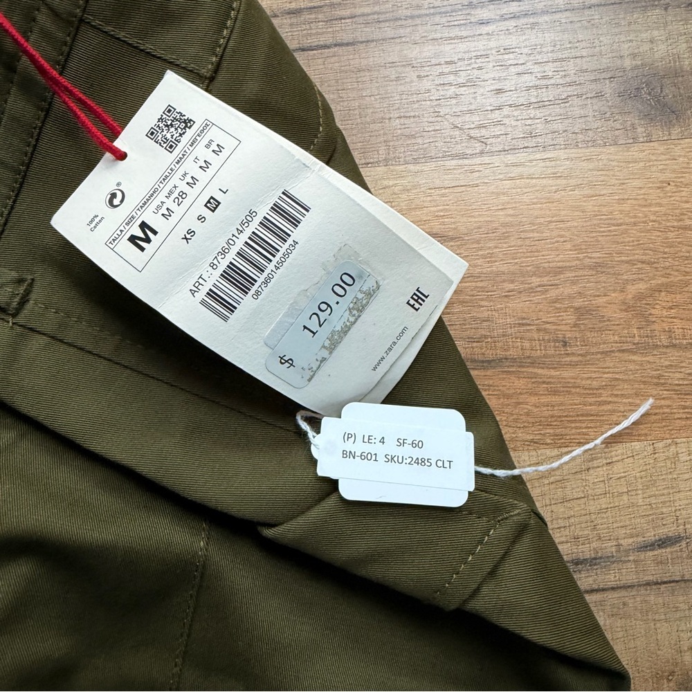 Zara Khaki Green Flared Cargos Size M Green Flared Cargo Pants - Picture 6 of 7